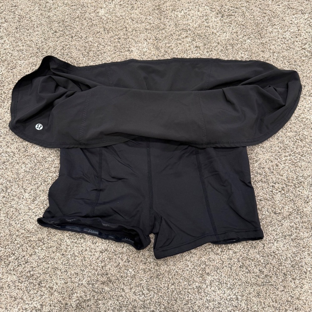 Lululemon Pace Rival Skirt Black Women Size 4 Tennis Running Athletic Skort - Picture 5 of 6